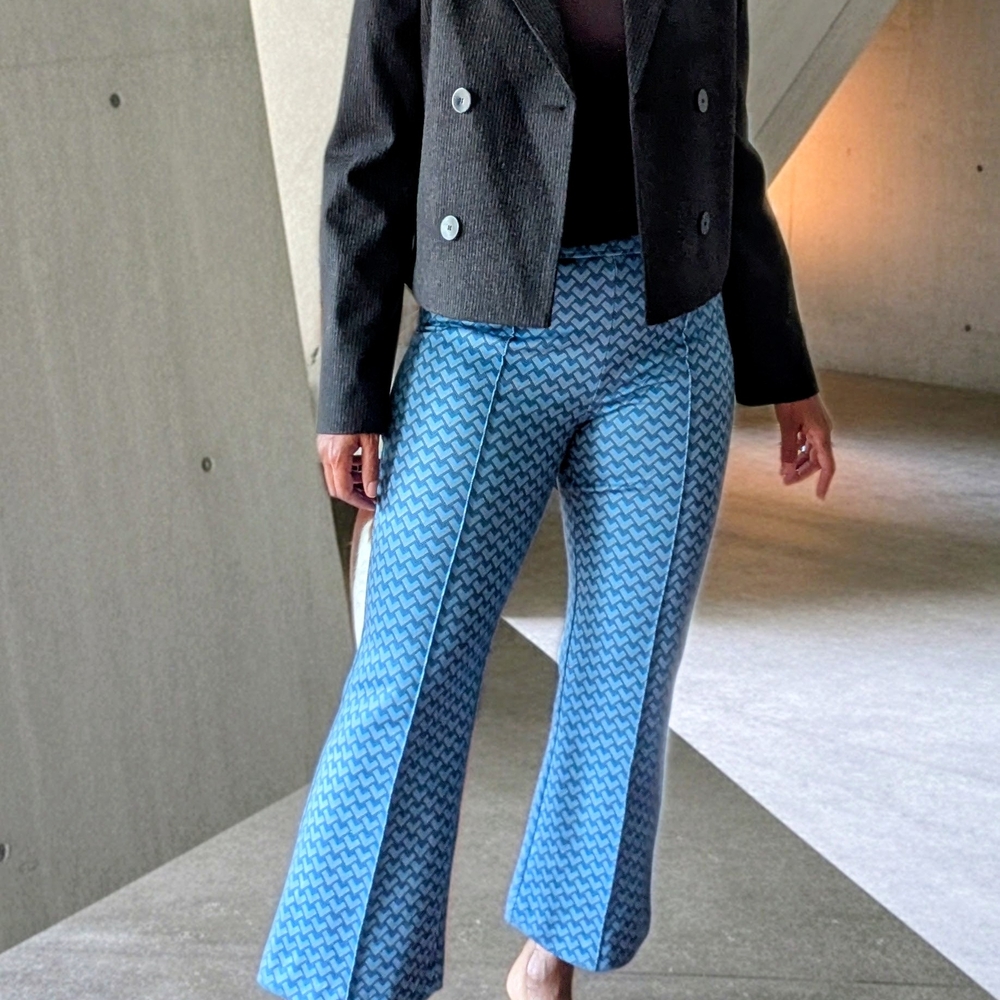 Rachel Zoe Retro Blue Chevron Patterned Women's Pants
